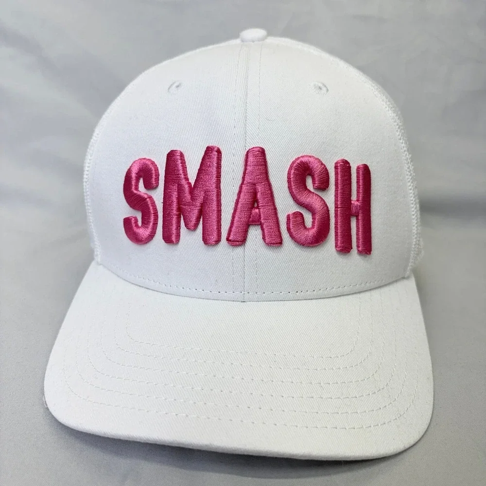 Outdoor Cap Trucker Hat Smash Unisex OSFM White Pink Embroidered Snapback